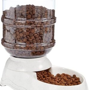 Amazon Basics Dogs and Cats Food Feeder, Small, Grey